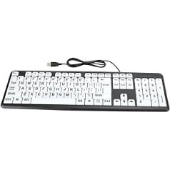 Dilwe Large Print Keyboard, Cabebound Capital Letter Keyboard, USB Keyboards with 104 Keys, Visually Impaired Keyboard for Visually Impaired, Beginners, Seniors (Black)