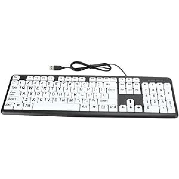 Dilwe Large Print Keyboard, Cabebound Capital Letter Keyboard, USB Keyboards with 104 Keys, Visually Impaired Keyboard for Visually Impaired, Beginners, Seniors (Black)