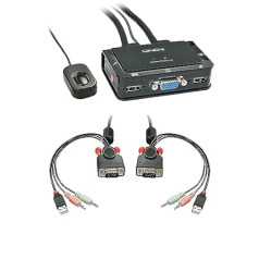 LINDY 42342 2 portu VGA, USB 2.0 un audio kabeļa KVM slēdzis