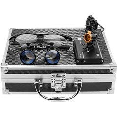 BONEW 2.5 x 420 mm Surgical Binocular Magnifier with 3 W LED Headlight Filter, Aluminium Housing, Black