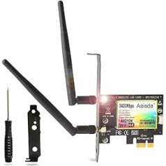 WiFi 6E WiFi karte PCIe 5400Mbps, Bluetooth 5.3, Intel Wi-Fi 6 mikroshēmojums, bezvadu tīkla karte trīsjoslu (6GHz/5GHz/2.4GHz) ar MU-MIMO, OFDMA, savietojams ar Windows 11, 10 (64bit)