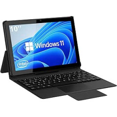 Tibuta Windows 11 planšetdators ar korpusu, Intel Celeron N4100 četrkodolu procesors, 6 GB RAM 128 GB ROM, noņemama tastatūra, 1280x800 IPS, 5MP + 2MP kamera, WiFi, Bluetooth, pārnēsājama tastatūra (angļu val.