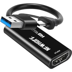 Newhope video tveršanas karte, 4K HDMI uz USB/USB C 2.0 uztveršanas karte, 1080P HD 30 kadri/s tiešraides un ierakstīšanas video audio uztvērējs spēlēm, straumēšanai, mācībām, video konferencēm