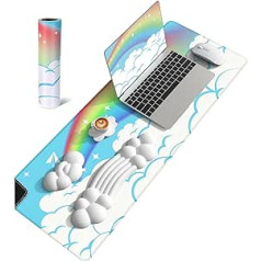 MANBASNAKE Cloud Mouse Pad Wrist Support Keyboard Wrist Rest Set with Ergonomic Memory Foam, Non-Slip Base, Cloud Coasters for Home, Office, Laptop, Desktop Computer, Easy Typing Pain Relief, White