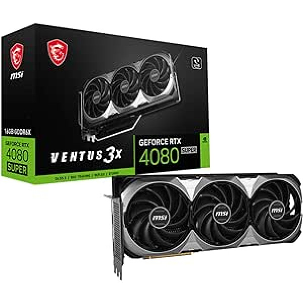 MSI GeForce RTX 4080 Super 16G Ventus 3X OC grafikas karte — NVIDIA RTX 4080 GPU, 16GB GDDR6X (23Gbps/256-bit), PCIe 4.0, 3X TORX Fan 4.0, HDMI 2.1a, DisplayPort 1.4.