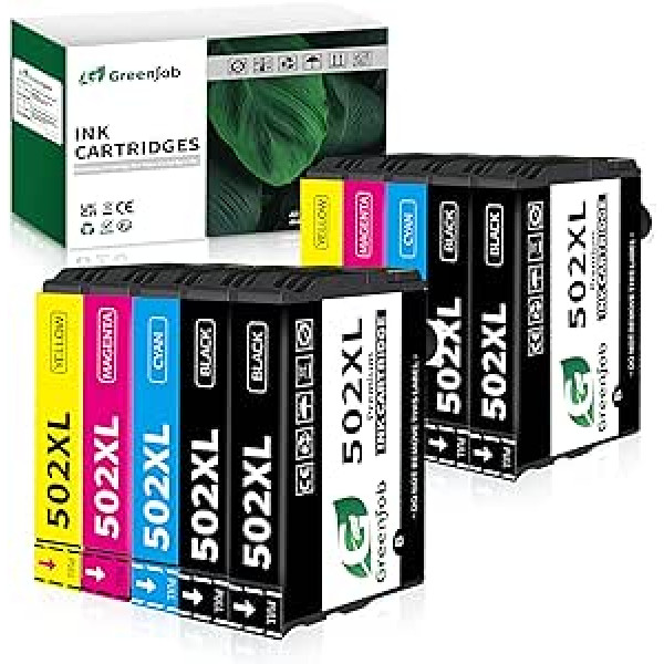 Greenjob 502XL printeru kasetnes, kas paredzētas Epson 502 Multipack, saderīgas ar Epson Expression Home XP-5100 XP5100 XP-5105 XP-5150 XP-5155 Workforce WF-2860 WF-2865 WF-2880 WF-2885 (Pack of 2885)