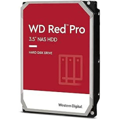 WD Red Pro iekšējais cietais disks 16 TB (3,5 collas, NAS cietais disks, 7200 apgr./min., 512 MB kešatmiņa, SATA 6 Gbps, NASware tehnoloģija, nepārtrauktai darbībai NAS sistēmām, triecienizturīgs) Sarkans