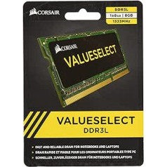 Corsair Value Select SODIMM 8GB (1x8GB) DDR3L 1333MHz C9 Speicher for klēpjdatoriem/piezīmjdatoriem — Schwarz CMSO8GX3M1C1333C9