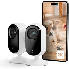 Arlo Indoor Überwachungskamera Innen, 2er Set, HD video, 2-Wege-Audio, Bewegungsmelder, Kabelgebunden, Ideal Als Babyphone, Haustierkamera, Hausüberwachung + Arlo Secure Plan Testzeitraum, Weiß