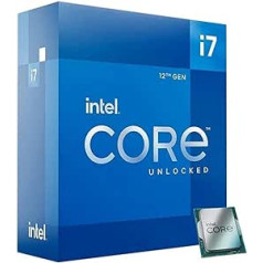 „Intel Core i7-12700K“ 12 kartos darbalaukio procesorius (pagrindinis laikrodis: 3,6 GHz „Turbo Boost“: 5,0 GHz, 6 branduoliai, LGA1700, RAM DDR4 ir DDR5 iki 128 GB) BX8071512700K