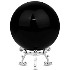 MerryNine 80mm Photo K9 Crystal Ball with Stylish Metal Stand and Microfiber Bag Decorative and Photography Accessories (Black)