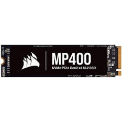 Corsair MP400 2TB M.2 NVMe PCIe x4 Gen3 SSD (skaitymo greitis iki 3480 MB/s ir nuoseklaus rašymo greitis iki 3000 MB/s, didelio tankio 3D QLC NAND) Juoda