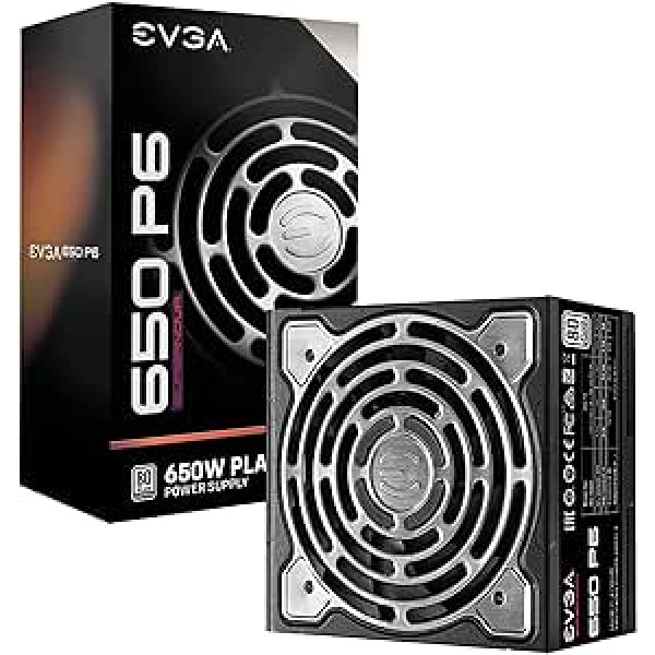 EVGA Supernova 650 P6, 80 Plus Platinum 650 W, pilnībā modulārs, eko režīms ar FDB ventilatoru, iekļauts strāvas padeves pašpārbaudes ierīce, kompakts 140 mm izmērs, barošanas avots 220-P6-0650-X2 (ES), melns