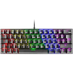 Mars Gaming MK60 melns, mehāniskā spēļu tastatūra FRGB, antighosting, slēdzis mehāniski sarkans, itāļu valoda