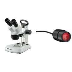 Bresser Analyth STR Microscope 10x - 40x Stereo Reflected and Transmitted Light Microscope & Full HD Microscope Telescope Camera USB 2.0 with Integrated UV/IR Lock Filter and Various Adapters
