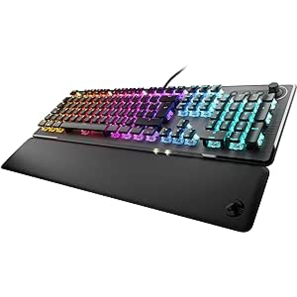 ROCCAT Vulcan II mehāniskā spēļu tastatūra personālajam datoram, RGB aizmugurgaismojuma taustiņi, noņemams plaukstas balsts, Titan II lineārie slēdži, melni