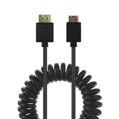 LOKEKE 4K suvyniotas Mini HDMI į HDMI 2.0 Standartinis HDMI kištukas į Mini HDMI kištukas kabelio adapteris 4K x 2K @ 60 Hz Suderinamas su fotoaparatu / vaizdo kamera / nešiojamuoju kompiuteriu / planšetiniu kompiuteriu (1,2 m)