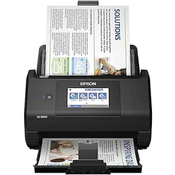 Epson WorkForce ES-580W skeneris, dokumentu skeneris (skenē bez datora, 35 lappuses vai 70 attēli minūtē, līdz DIN A4, divpusēja skenēšana vienā piegājienā, automātiska izlīdzināšana) Viens izmērs