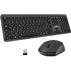 Bluestork - Easy Slim Wireless Keyboard and Mouse - Wireless with Smart Dongle - Quiet Clicks - Ultra Slim Design - Ergonomic - AZERTY (Grey)