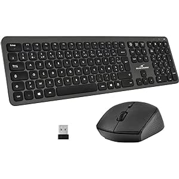 Bluestork — Easy Slim bezvadu tastatūra un pele — Bezvadu savienojums ar viedo sargspraudni — Klusi klikšķi — Īpaši plāns dizains — Ergonomisks — AZERTY (pelēks)