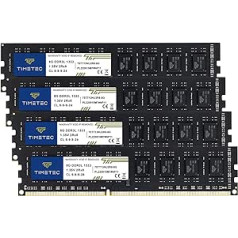 Timetec 32GB KIT (4x8GB) DDR3L 1333MHz PC3-10600 Be ECC nebuferinis 1,35V CL9 2Rx8 Dual Rank 240-Pin UDIMM PC stalinio kompiuterio atminties RAM modulio atnaujinimas (32GB KIT) (4x8GB)