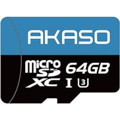 AKASO 64GB U3 MicroSDXC atmiņas karte saderīga ar Action Cam, viedtālruni, planšetdatoru, paneļu kameru un novērošanas kameru