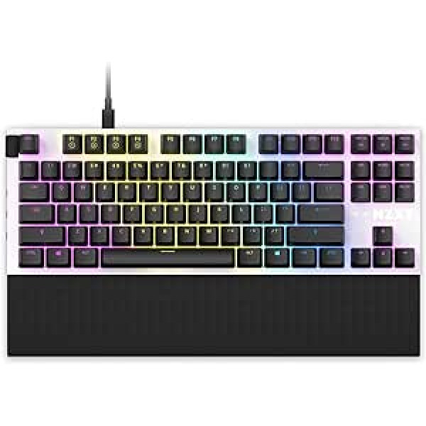 NZXT funkcija TKL mehāniskā datora spēļu tastatūra - apgaismota - Lineārais RGB slēdzis - MX saderīgi slēdži - Hot Swap - Izturīgs alumīnija vāciņš - Mehāniskā spēļu tastatūra | DE (QWERTZ) Balts