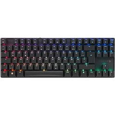 CHERRY MX 8.2 TKL bezvadu mehāniskā spēļu tastatūra bez ciparu tastatūras, vācu izkārtojums (QWERTZ), RGB apgaismojums, iekļauts metāla korpuss transportēšanai, MX RED slēdži, melns