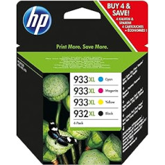 HP originalus atspalvis Nr. 932XL Juoda ir Nr. 933XL Color Pack 4 Stück für HP Officejet 6100/6600/6700