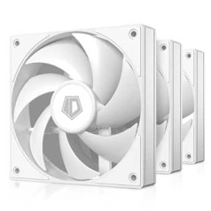 ID-COOLING AF-125-W Trio 120 mm korpusa ventilators, iepakojumā 3, FDB datora ventilators, Daisy ķēdes savienotājs, datora ventilators dzesētājam/CPU gaisa dzesētājam/datora korpusam