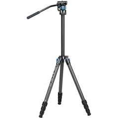 SIRUI ST-124+VA-5 Waterproof Carbon Fibre Tripod with Panoramic Fluid Video Head, Triangular Centre Column, Compact Travel Tripod for DSLR Cameras, 4 Sections, Max. 166 cm, Load 3 kg