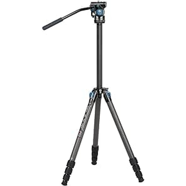 SIRUI ST-124+VA-5 Waterproof Carbon Fibre Tripod with Panoramic Fluid Video Head, Triangular Centre Column, Compact Travel Tripod for DSLR Cameras, 4 Sections, Max. 166 cm, Load 3 kg