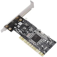 4-Port PCI SATA Raid Controller, 1.5Gbps SATA Controller RAID Controller Card, PCI to 4 SATA Port Internal Expansion Card with Support for Low Profile Bracket 4 Hard Drives