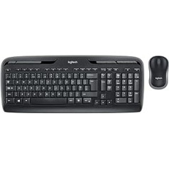 Logitech MK330 bezvadu tastatūras un peles komplekts, 2,4 GHz savienojums, izmantojot USB Unifying uztvērēju, 4 programmējami G taustiņi, 12 līdz 24 mēnešu akumulatora darbības laiks, dators/klēpjdators, beļģu AZERTY izkārtojums - melns