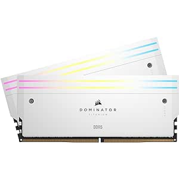 CORSAIR Dominator Titanium RGB DDR5 RAM 32GB (2x16GB) DDR5 6000MHz CL30 Intel XMP iCUE saderīga datora atmiņa — balta (CMP32GX5M2B6000C30W)