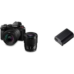 Panasonic LUMIX S DC-S5KCE-EG, pilna kadra kamera, universāls komplekts ar diviem objektīviem: S-R2060 un S-S50 un DMW-BLK22E uzlādējams litija jonu akumulators, 7,2 V, 2200 mAh