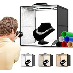 VAYOTOY Photo Studio Light Tent Light Box, Foldable Photo Studio Kit with 120 Dimmable LED Lights, CRI >95, 3000K-5600K, 6 Colour Backgrounds for Small Products (30 x 30 x 30 cm)