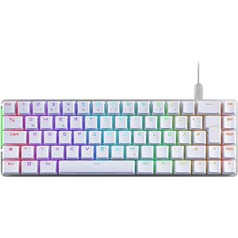 ASUS ROG Falchion Ace WHT RGB spēļu tastatūra (vācu izkārtojums, 65% formas faktors, skārienpanelis, mehāniskie ROG NX sarkanie slēdži, 2 USB-C pieslēgvietas, ergonomiska, Aura sinhronizācija, tastatūras vāciņš, balts)