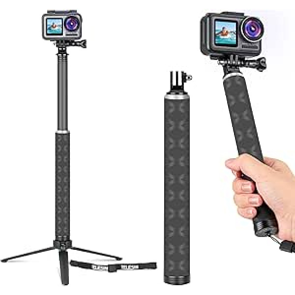 TELESIN pašbildes statīvs 90 cm oglekļa šķiedras viegls pašbildes stabu monopods priekš GoPro Hero, DJI Osmo Action/Osmo Pocket, Insta360, cita darbības kamera