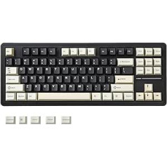 YUNZII YZ87 Seal mehāniskā tastatūra, TKL bezvadu karstā režīmā maināma spēļu tastatūra ar 4 slāņu polsterējumu, BT5.0/2.4G/USB-C NKRO RGB fona apgaismojuma tastatūra operētājsistēmai Win/Mac (melna, piena slēdzis)