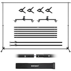 NEEWER NK-01 Background Stand Robust with 360° Wheels, 10 x 7 Feet Background Stand with 6 Crossbars, 2 Telescopic Poles, 2 Roller Bases, 4 Clips, Carry Bag for Photo Shoot, Studio, Party, Wedding,