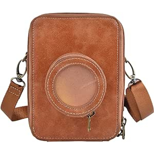 Rieibi Instax Mini EVO Camera Case, Retro PU Leather Protective Case for Fujifilm Fuji Instax Mini EVO Instant Camera with Detachable Shoulder Strap, brown, Retro, vintage