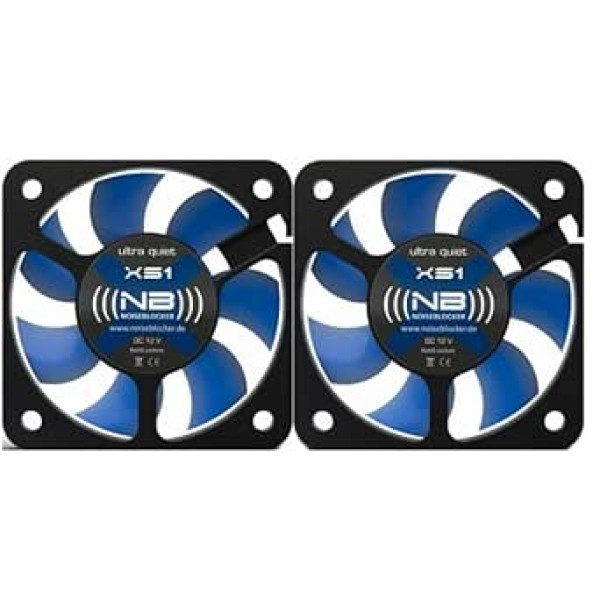 Triukšmo blokatorius BlackSilentFan XS-1 (2 vnt. pakuotėje) – 50 x 50 x 10 mm – 3 kontaktas – 8/12V – 3000 aps./min. – 16 dbA – 12,0 m3/val.