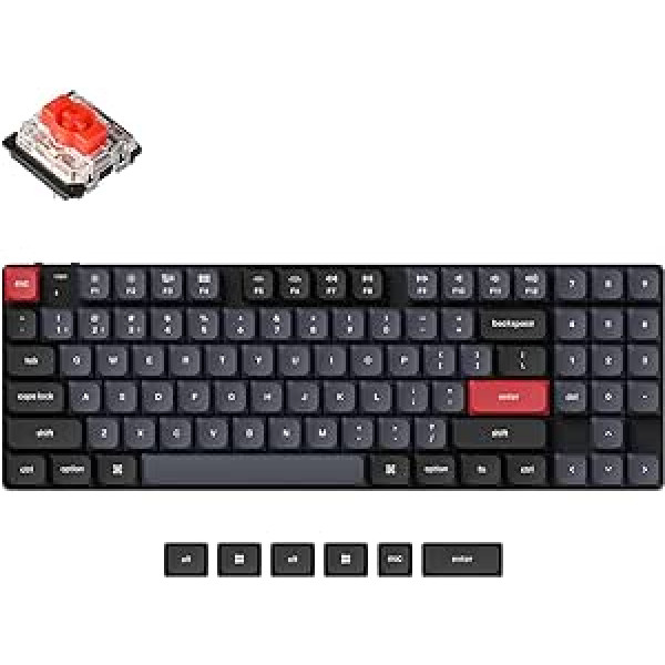 Keychron K13 Pro īpaši plānā bezvadu mehāniskā QMK/VIA tastatūra, TKL izkārtojums ar cipartaustiņu, individuāli programmējams RGB ar karsti maināmu zema profila Gateron Brown slēdzi