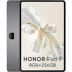 HONOR Pad 9 planšetdatori 8 GB 256 GB, 12,1 collas 120 Hz 2,5 K liels ekrāns, 8 skaļruņu audio sistēma, Snapdragon 6 Gen 1, WiFi versija, pelēks