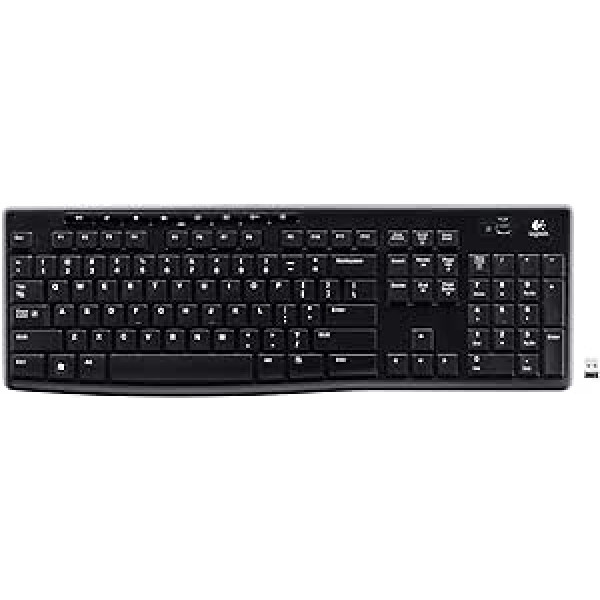 Logitech K270 Kabellose Tastatur, 2.4 GHz Verbindung via Unifying USB-Empfänger, 8 Multimedia- und Schortcut-Tasten, Spritzwassergeschützt, 2-Jahre Batterielaufzeit, Schweizer QWERTZ-Layout