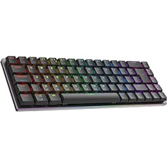 Ierindota G65 Guardian 65% | Pilns alumīnijs | Hot-Swap mehāniskā spēļu tastatūra | 69 taustiņi RGB LED PC/Mac | QWERTY ISO AK izkārtojums (melns, zema profila zils Gateron)