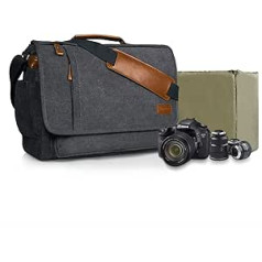 Estarer Camera Bag, Photo Bag SLR/DSLR/SLR Camera Shoulder Bag Made of Water-Resistant Canvas, 14/15.6 inches, Grey