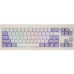 EPOMAKER Shadow-X Gasket mehāniskā tastatūra ar vadu/Bluetooth/bezvadu ar karsto apmaiņu, ekrāns, 3000 mAh akumulators operētājsistēmai Win/macOS (White Purple, Epomaker Flamingo Switch)