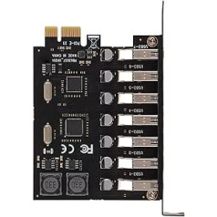 PCIE uz USB 3.0 paplašināšanas karte, 5Gbps liela ātruma 4A barošanas avots, izmantojot mikroshēmu PCB ar 7 USB3.0 portiem galddatora resursdatora karšu atbalstam Windows